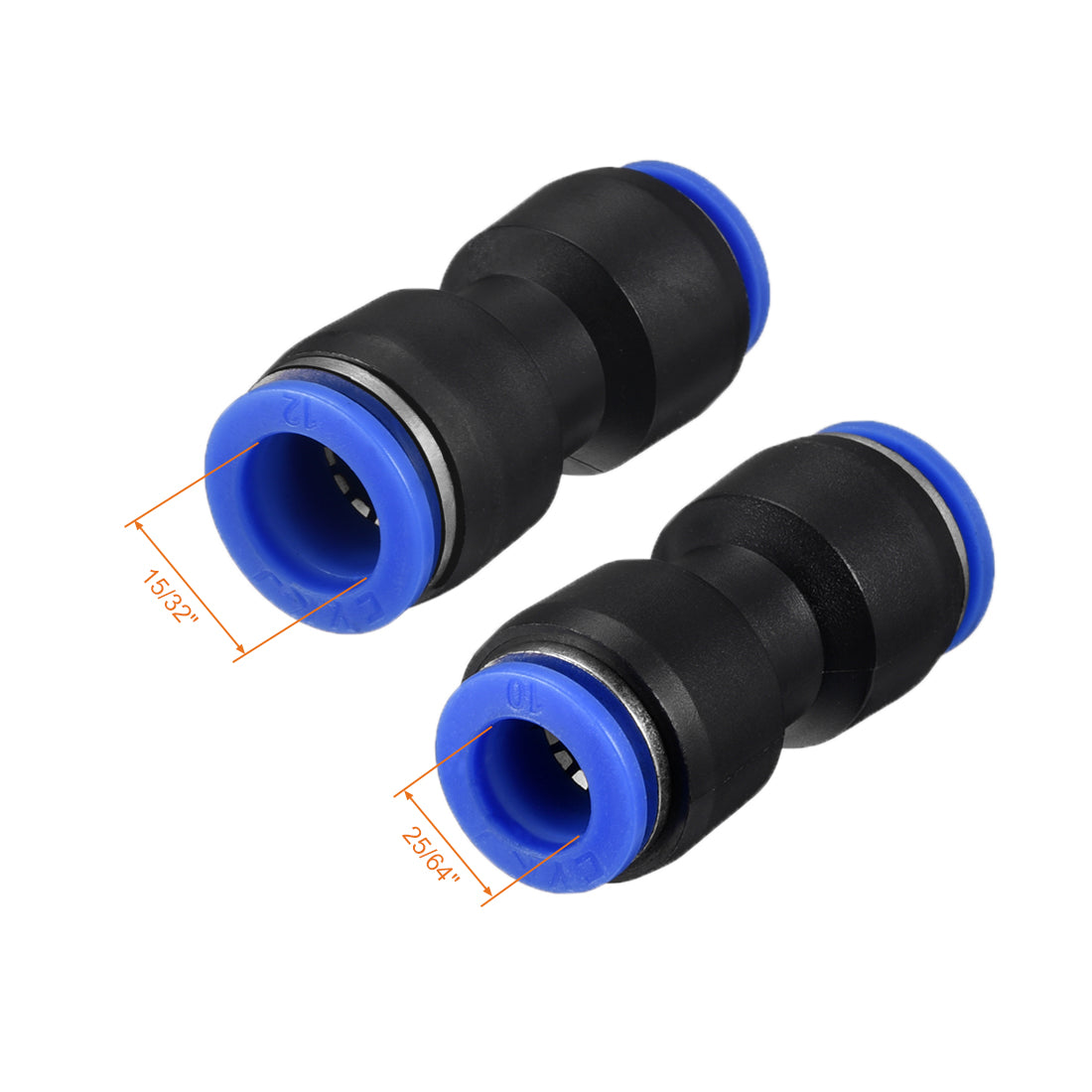 uxcell Uxcell 4pcs Push to Connect Fittings Tube Connect  15/32" to 25/64" Straight OD Push Fit Fittings Tube Fittings Push Lock Blue