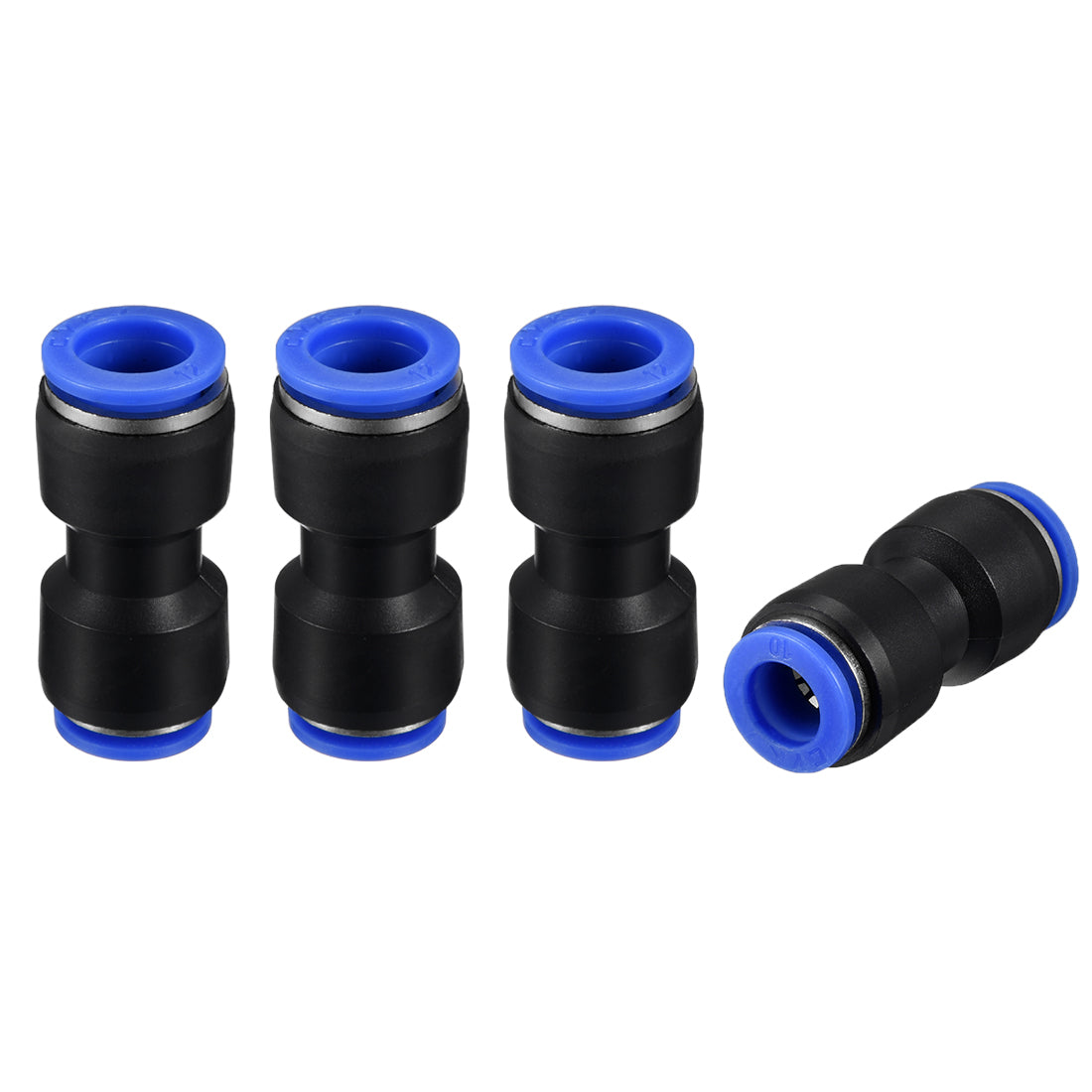 uxcell Uxcell 4pcs Push to Connect Fittings Tube Connect  15/32" to 25/64" Straight OD Push Fit Fittings Tube Fittings Push Lock Blue