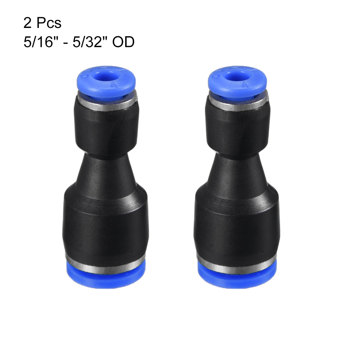 uxcell Uxcell 2pcs Push to Connect Fittings Tube Connect  5/16" to 5/32" Straight OD Push Fit Fittings Tube Fittings Push Lock Blue