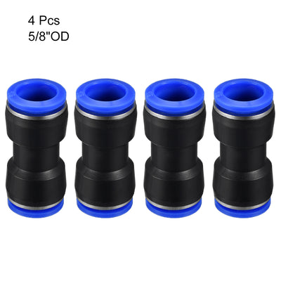 Harfington Uxcell 4pcs Push to Connect Fittings Tube Connect  16mm or 5/8" Straight OD Push Fit Fittings Tube Fittings Push Lock Blue