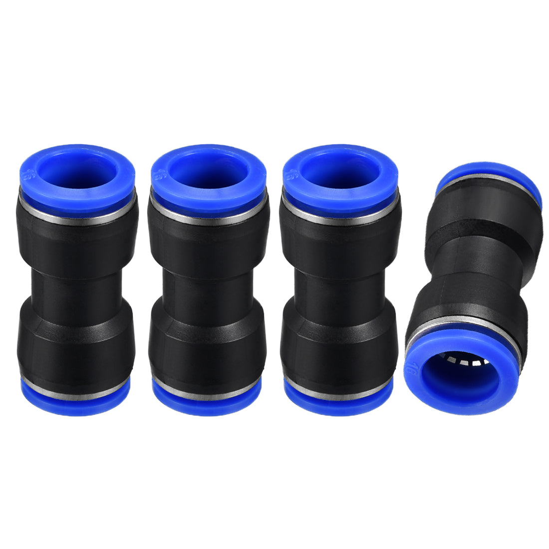 uxcell Uxcell 4pcs Push to Connect Fittings Tube Connect  16mm or 5/8" Straight OD Push Fit Fittings Tube Fittings Push Lock Blue