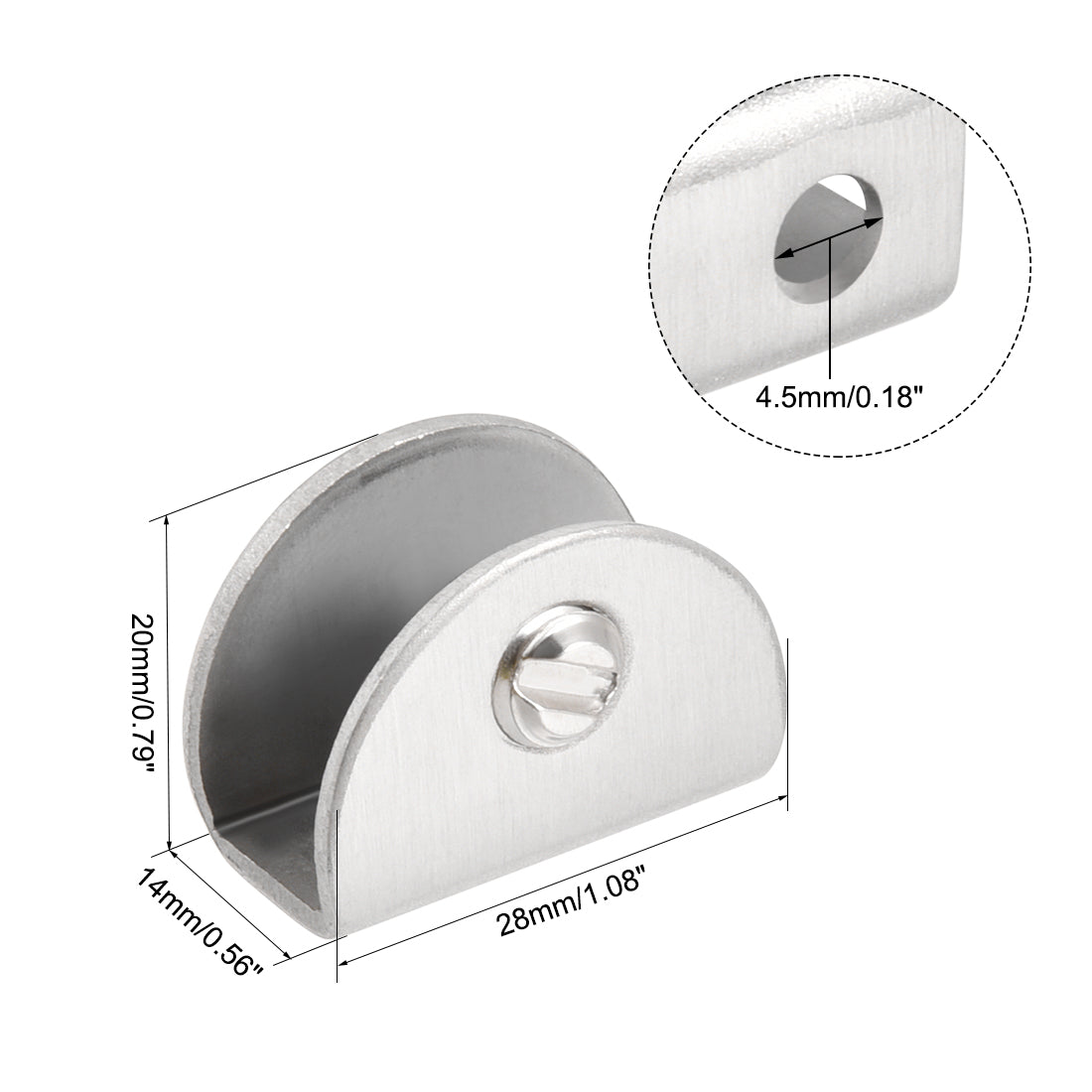 uxcell Uxcell Glass Shelf Brackets Stainless Steel Holder Half Round for 6-8mm Thickness 10pcs