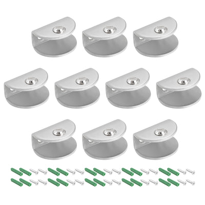 Harfington Uxcell Glass Shelf Brackets Stainless Steel Holder Half Round for 6-8mm Thickness 10pcs