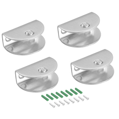 Harfington Uxcell Glass Shelf Brackets Stainless Steel Holder Half Round for 8-12mm Thickness 4pcs