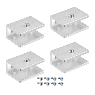 Harfington Uxcell Glass Shelf Bracket Aluminum Alloy Clamp Rectangle for 10-12mm Thickness 4pcs