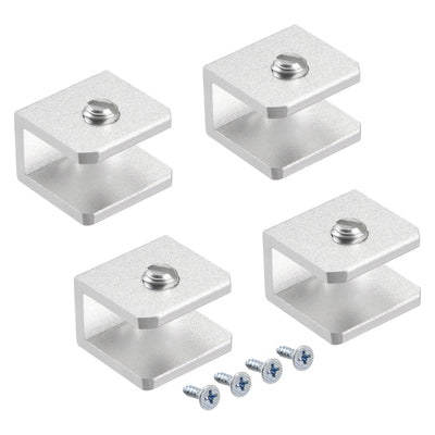 Harfington Uxcell Glass Shelf Bracket Aluminum Alloy Clamp Rectangle for 5-8mm Thickness 4pcs