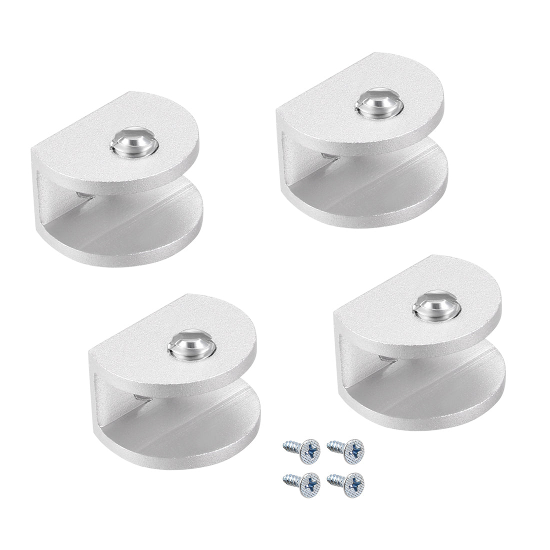 uxcell Uxcell Glass Shelf Brackets Aluminum Alloy Clamp Half Round for 5-8mm Thickness 4pcs