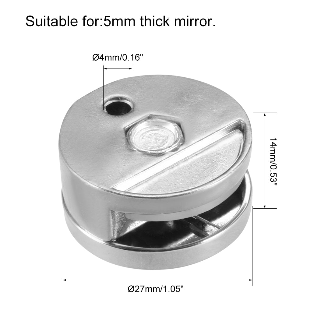 uxcell Uxcell Mirror Clips Zinc Alloy Glass Holder Round Shape for 5mm Thick Mirror 10pcs