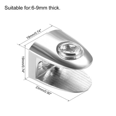 Harfington Uxcell Glass Shelf Support Zinc Alloy Clip Holder for 6mm-9mm Thickness 2pcs