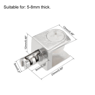 Harfington Uxcell Glass Shelf Brackets, Zinc Alloy Glass Clip Shaft Mount for 5-8mm Thickness 2pcs