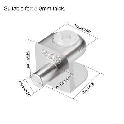 Harfington Uxcell Glass Shelf Brackets, Zinc Alloy Glass Clamp Shaft Mount for 5mm-8mm Thick, 2pcs