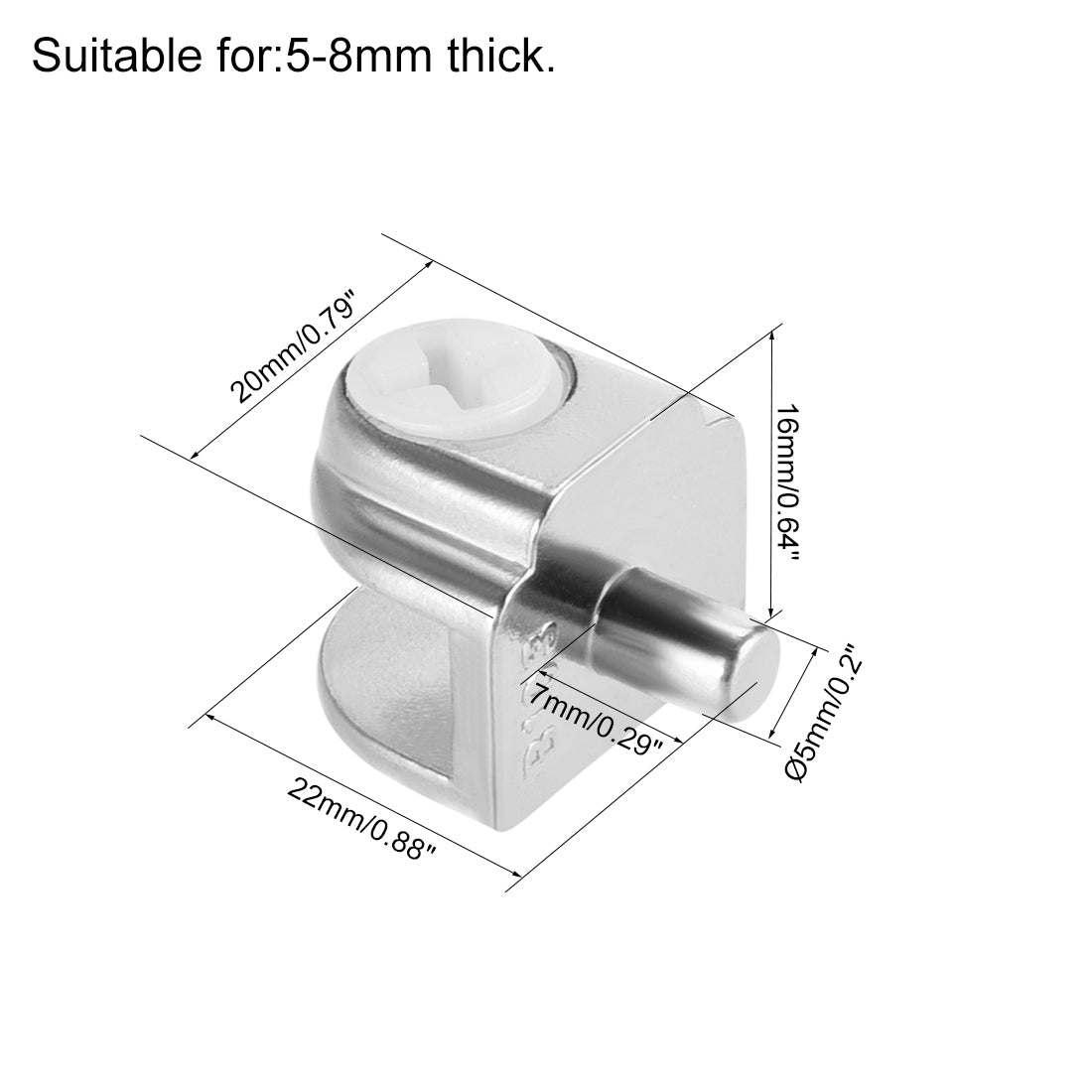 uxcell Uxcell Glass Shelf Brackets Zinc Alloy Clamp Clip Shaft Mount for 5mm-8mm Thick 4pcs