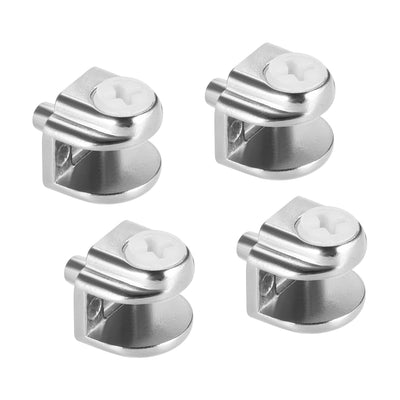 Harfington Uxcell Glass Shelf Brackets Zinc Alloy Clamp Clip Shaft Mount for 5mm-8mm Thick 4pcs