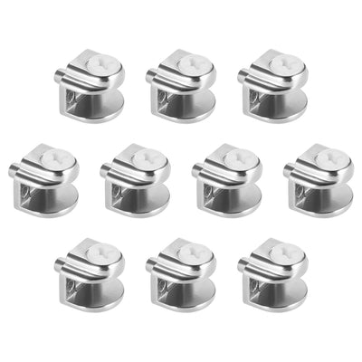 Harfington Uxcell Glass Shelf Brackets Zinc Alloy Clamp Clip Shaft Mount for 5mm-8mm Thick 10pcs