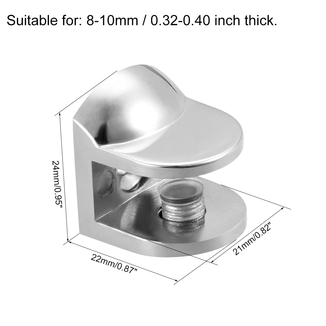 uxcell Uxcell Glass Shelf Support Zinc Alloy Clip Holder for 8mm-10mm Thickness 4pcs