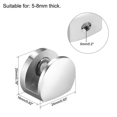 Harfington Uxcell Glass Shelf Brackets Zinc Alloy Holder Half Round for 5mm-8mm Thickness 2pcs