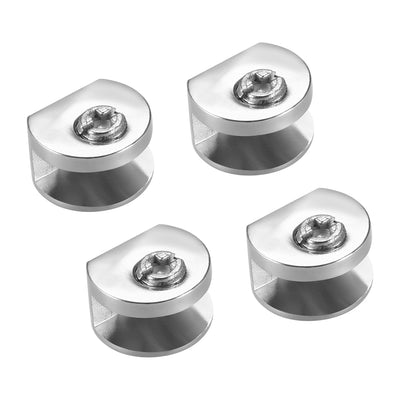 Harfington Uxcell Glass Shelf Brackets Zinc Alloy Holder Half Round for 5mm-8mm Thickness 4pcs