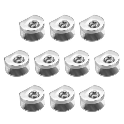 Harfington Uxcell Glass Shelf Brackets Zinc Alloy Holder Half Round for 5mm-8mm Thickness 10pcs