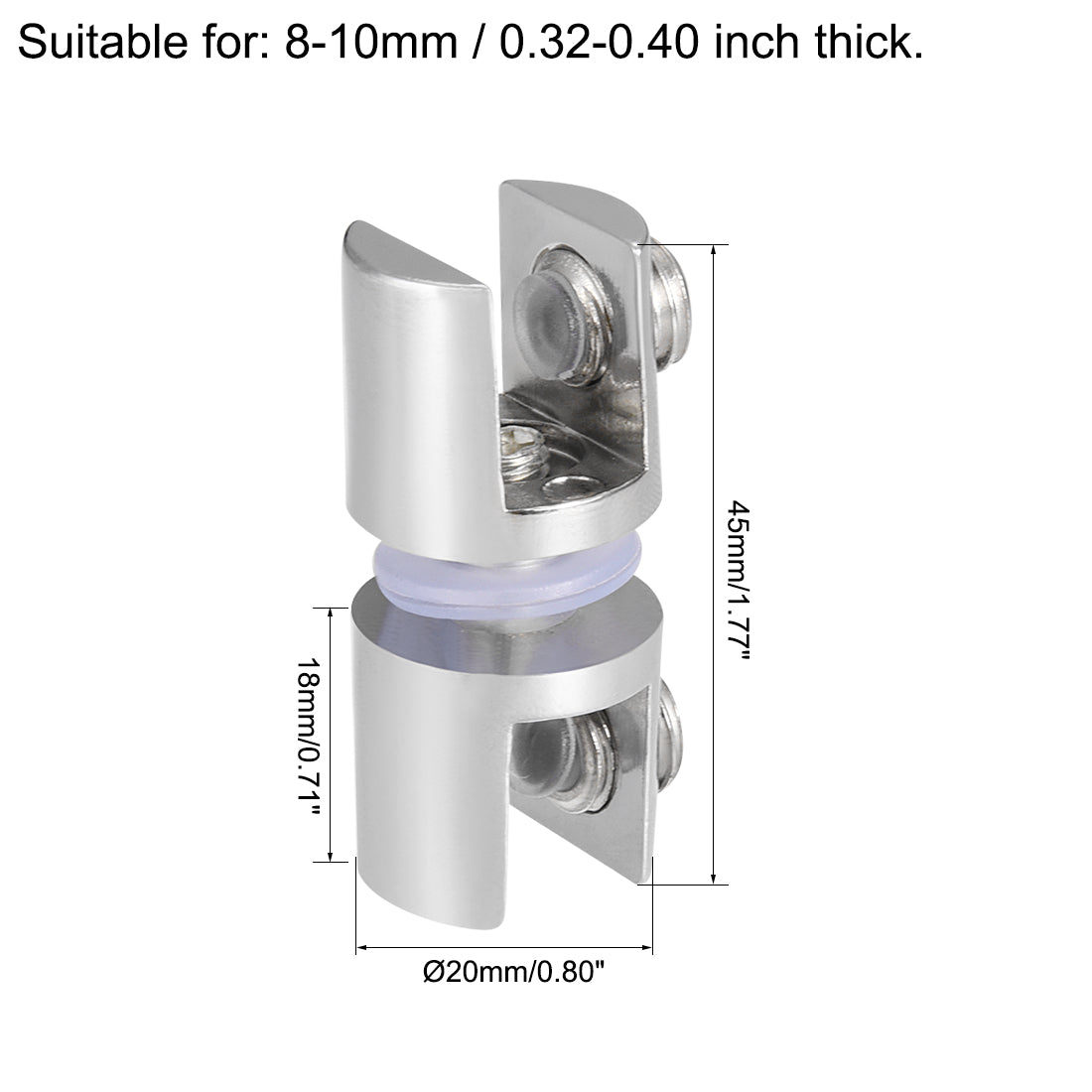 uxcell Uxcell Glass Shelf Brackets Adjustable Zinc Alloy Double-sided for 8-10mm Thick 4pcs