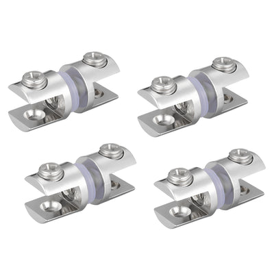 Harfington Uxcell Glass Shelf Brackets Adjustable Zinc Alloy Double-sided for 8-10mm Thick 4pcs