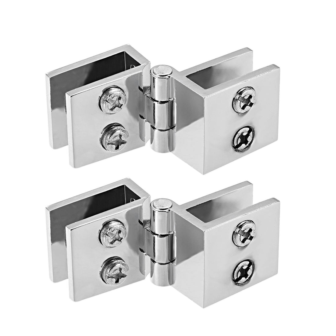 uxcell Uxcell Glass Door Hinge - 90 Degree Cupboard Showcase Cabinet Door Hinge Glass Clamp ,Zinc Alloy , for 5-8mm Glass Thickness 2Pcs