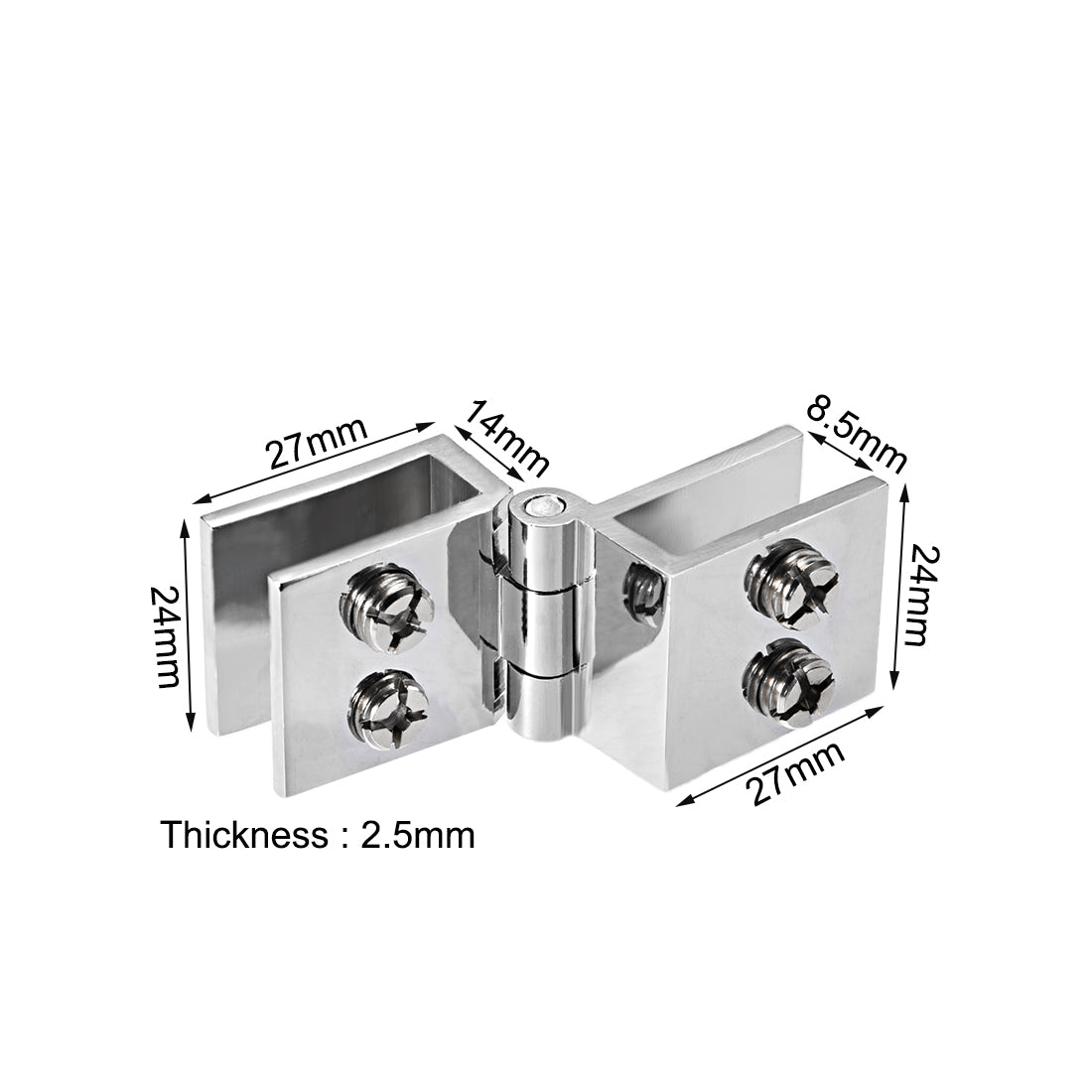 uxcell Uxcell Glass Door Hinge - 90 Degree Cupboard Showcase Cabinet Door Hinge Glass Clamp ,Zinc Alloy , for 5-8mm Glass Thickness 4Pcs