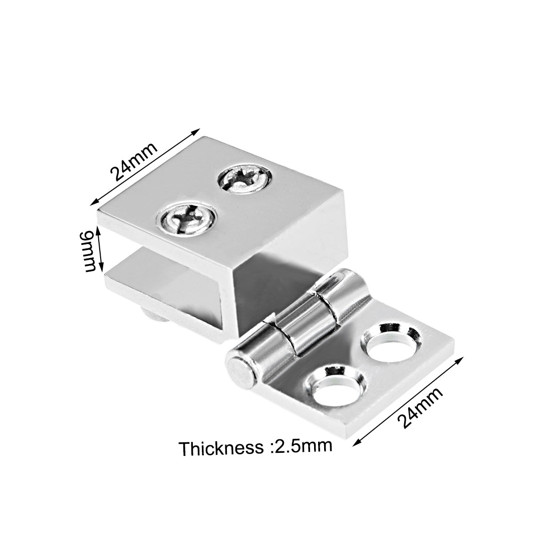 uxcell Uxcell Glass Door Hinge - 0 Degree Cupboard Showcase Cabinet Door Hinge Glass Clamp ,Zinc Alloy , for 5-8mm Glass Thickness 2Pcs