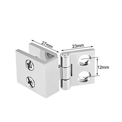 Harfington Uxcell Glass Door Hinge - 0 Degree Cupboard Showcase Cabinet Door Hinge Glass Clamp ,Zinc Alloy , for 5-8mm Glass Thickness 4Pcs