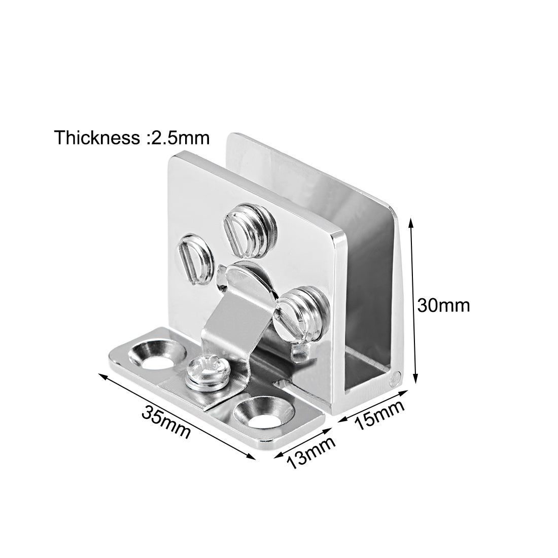 uxcell Uxcell Glass Hinge Cupboard Showcase Cabinet Door Hinge Glass Clamp ,Zinc Alloy , for 5-8mm Glass Thickness 2Pcs