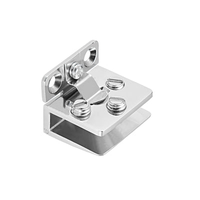 Harfington Uxcell Glass Hinge Cupboard Showcase Cabinet Door Hinge Glass Clamp ,Zinc Alloy , for 5-8mm Glass Thickness 2Pcs