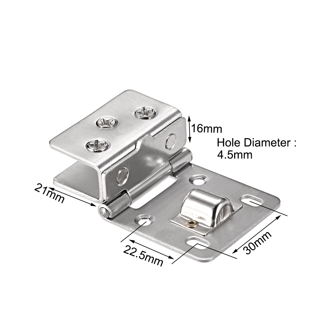 uxcell Uxcell Glass Hinge Cabinet Door Hinge Glass Clamp ,Stainless Steel , for 8-10mm Glass Thickness  2Pcs