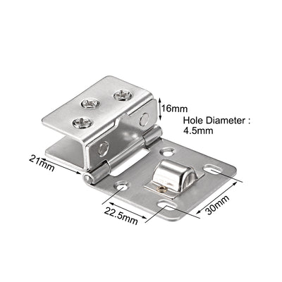 Harfington Uxcell Glass Hinge Cabinet Door Hinge Glass Clamp ,Stainless Steel , for 8-10mm Glass Thickness  2Pcs