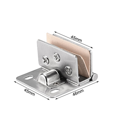 Harfington Uxcell Glass Hinge Cabinet Door Hinge Glass Clamp ,Stainless Steel , for 8-10mm Glass Thickness  2Pcs