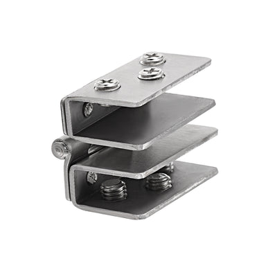 Harfington Uxcell Glass Hinge Cabinet Door Cupboard Showcase  Hinge Glass Clamp ,Stainless Steel , for 8-10mm Glass Thickness 2Pcs