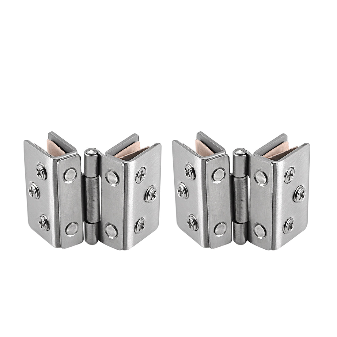 uxcell Uxcell Glass Hinge Cabinet Door Cupboard Showcase  Hinge Glass Clamp ,Stainless Steel , for 8-10mm Glass Thickness 2Pcs