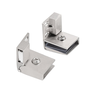 Harfington Uxcell Glass Door Hinge Cupboard Showcase Cabinet Door Hinge Glass Clamp , Zinc Alloy , for 3-5mm Glass Thickness 1Pair