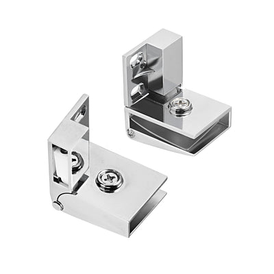 Harfington Uxcell 1Pair Glass Door Hinge Cupboard Showcase Cabinet Door Hinge Glass Clamp , Zinc Alloy , for 3-5mm Thickness