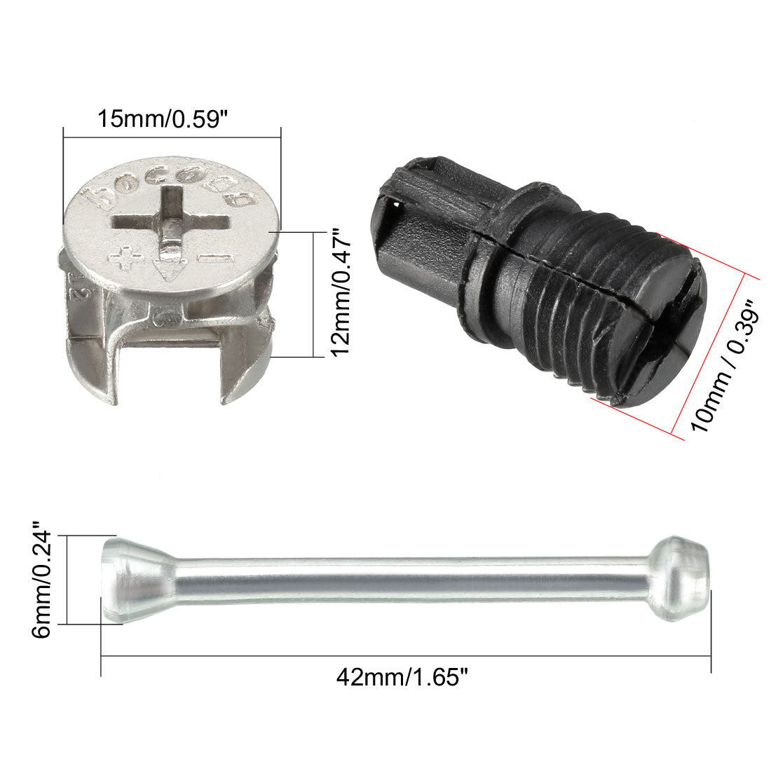 uxcell Uxcell 25 Sätze 3 in 1 Möbel Verbindungssatz 15 mm Außendurchm. Nockenbeschlag, M10 Außengewinde Dehnschrauben, 6 x 42 mm Bolzen