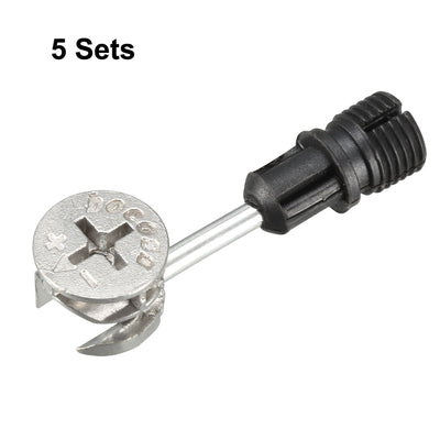 Harfington Uxcell 5 Sets Furniture Connecting 15mm OD Eccentric Wheel Cam Fitting Silver Tone