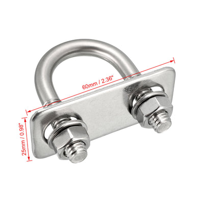 Harfington Uxcell U-Bolts M8 27mm Inner Width 304 Stainless Steel with Nuts Frame Straps 2Pcs