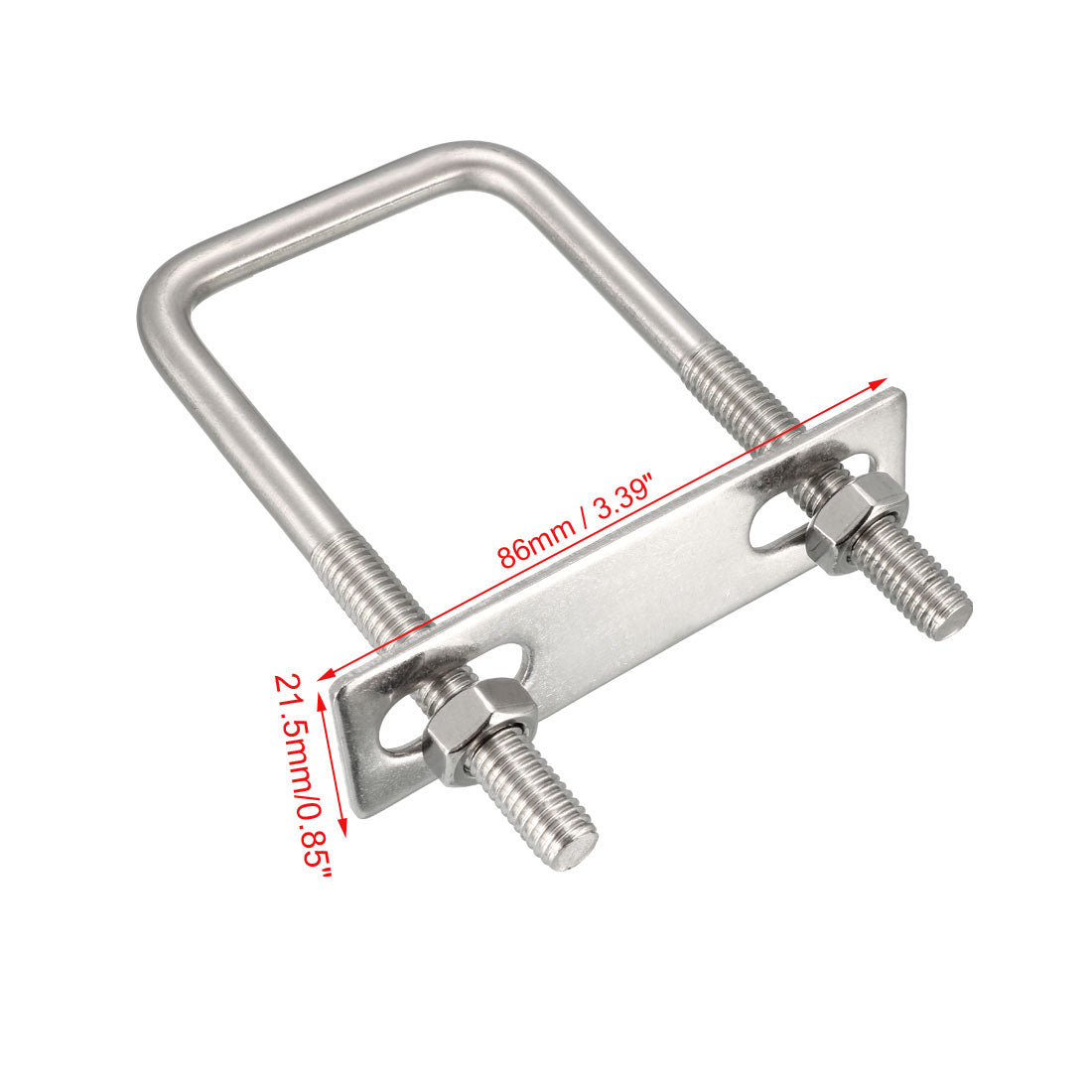 uxcell Uxcell Square U-Bolts M8 D x 50mm W x 100mm L 304 Stainless Steel with Nuts Frame