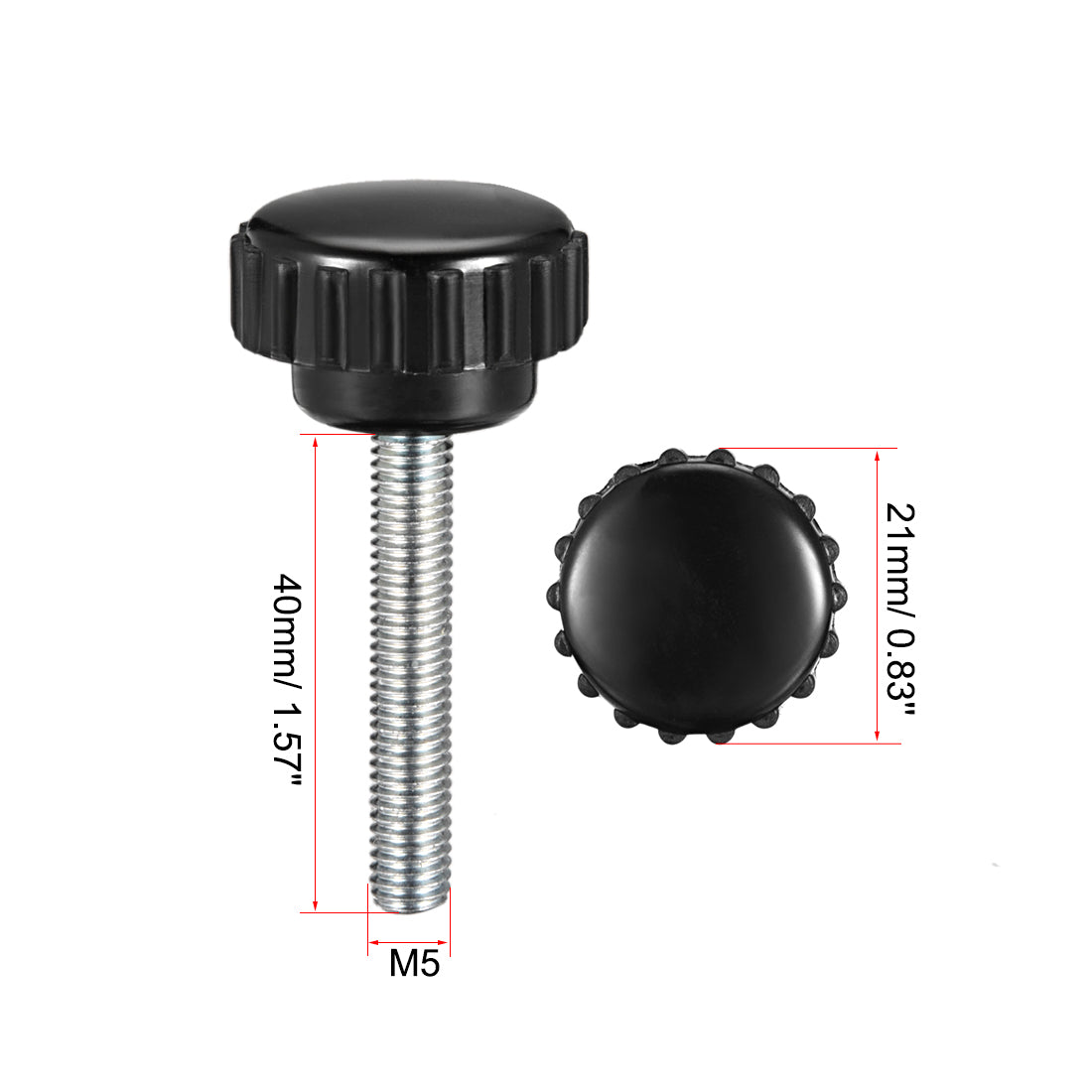 uxcell Uxcell Male Threaded Knurled Knob Grip Thumb Screw on Type Round Head 10 Pack