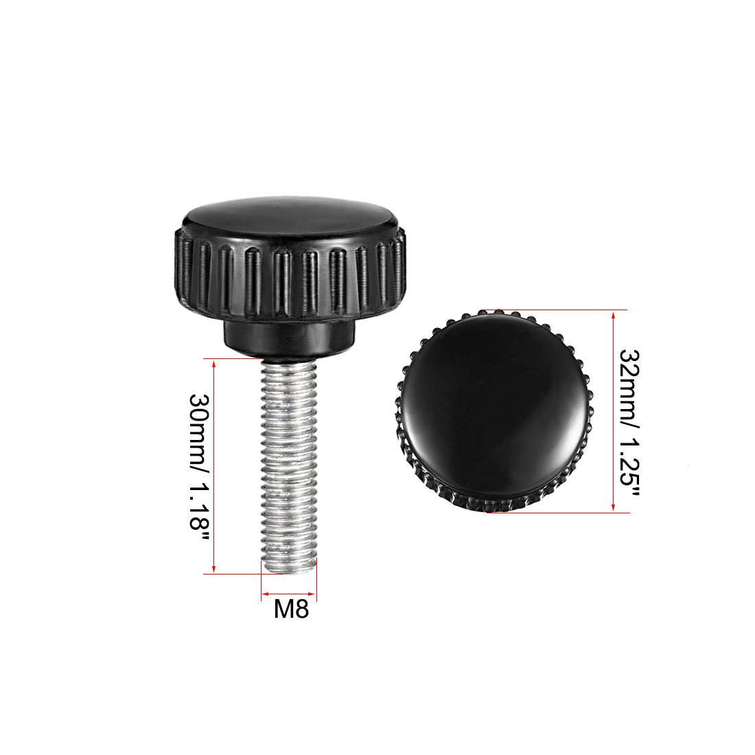 uxcell Uxcell Male Thread Knurled Clamping Knobs Grip Thumb Screw on Type Round Head 2Pcs