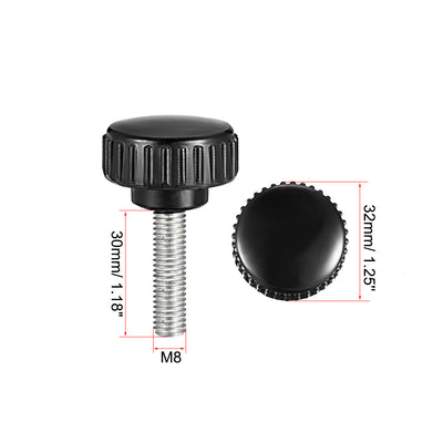 Harfington Uxcell Male Thread Knurled Clamping Knobs Grip Thumb Screw on Type Round Head 2Pcs