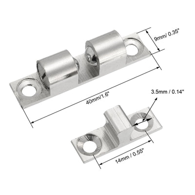 Harfington Uxcell 2pcs Cabinet Door Closet Brass Ball Catch Tension Latch 40mm Length Silver Tone