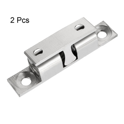 Harfington Uxcell 2pcs Cabinet Door Closet Brass Double Ball Catch Tension Latch 50mm Length Silver Tone