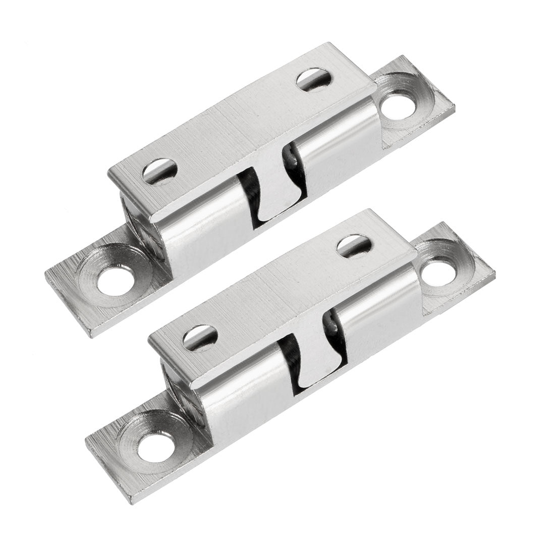 uxcell Uxcell 2pcs Cabinet Door Closet Brass Double Ball Catch Tension Latch 50mm Length Silver Tone