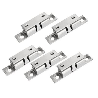 Harfington Uxcell 5pcs Cabinet Door Closet Brass Double Ball Catch Tension Latch 50mm Length Silver Tone