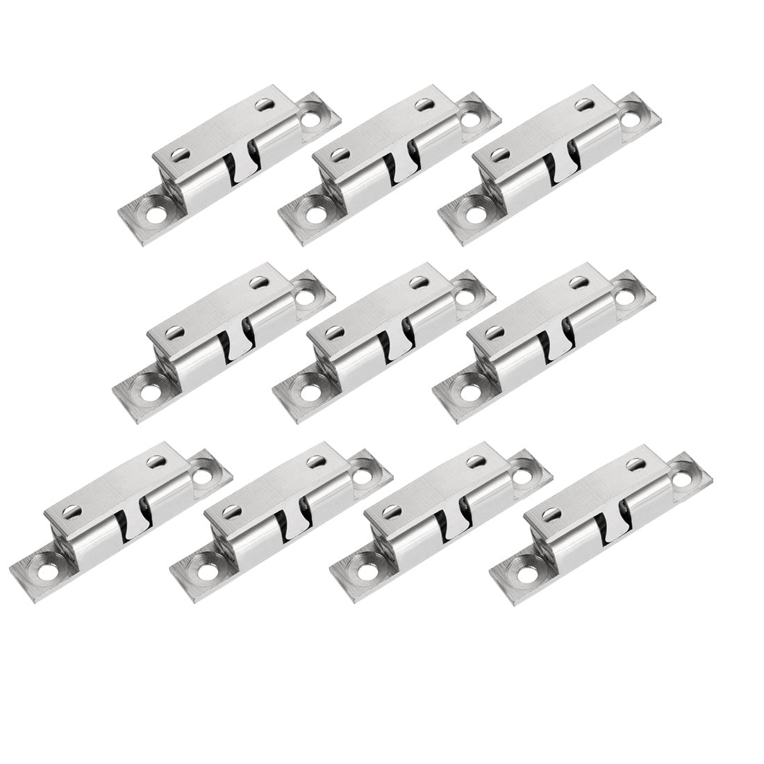 uxcell Uxcell 10pcs Cabinet Door Closet Brass Double Ball Catch Tension Latch 50mm Length Silver Tone