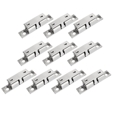 Harfington Uxcell 10pcs Cabinet Door Closet Brass Double Ball Catch Tension Latch 50mm Length Silver Tone